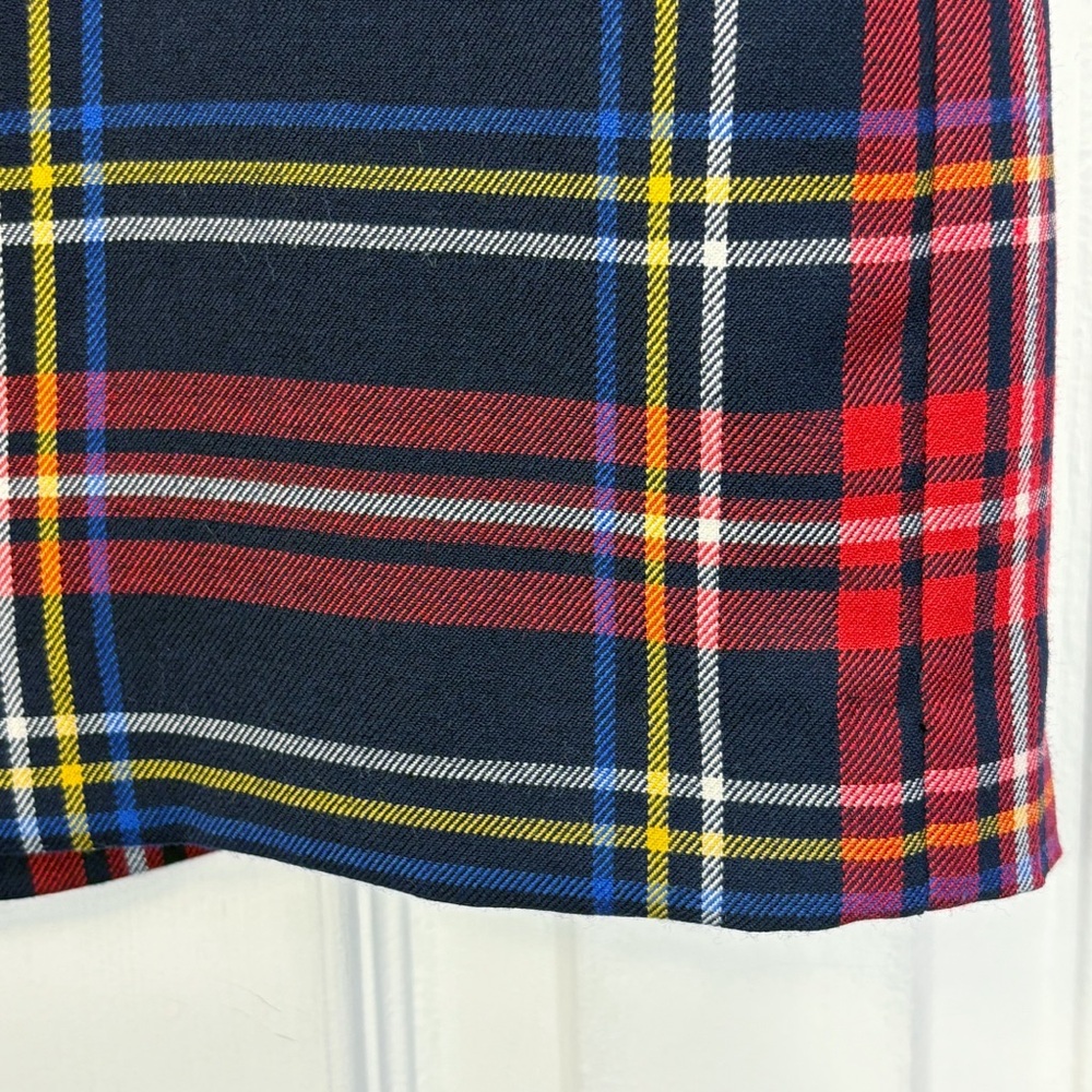 Talbots Preppy Navy Blue & Red Multi Plaid Tartan Wool Mini Skirt 12P - Picture 8 of 15